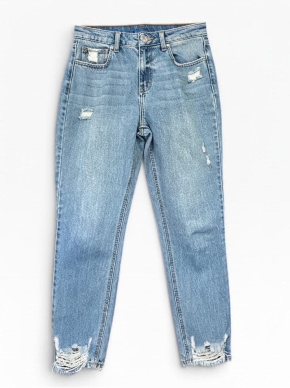 Cello Light Wash Straight Leg Distressed Cotton Denim Jeans Size 5
